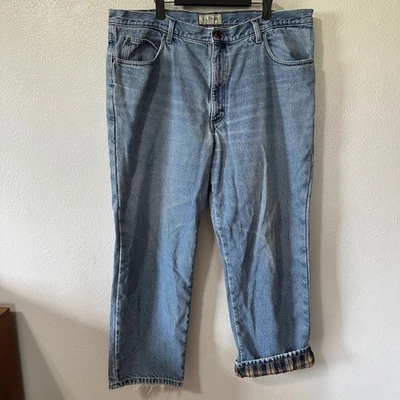 L.L.Bean Flannel Lined Jeans Classic Fit Denim Light Wash Pants Mens Size 42x30 - Image 1 of 4
