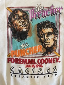 Vtg 90s George Foreman vs Gerry Cooney Caesars Boxing White Sweat Shirt XL - Picture 1 of 10