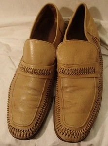 Vintage Florsheim Idler beige Leder geflochtener Besatz 1970er Halbschuhe Herren Größe 11 N - Bild 1 von 7