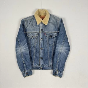 Levis Sherpa Trucker Jacket 71550 04 Sherpa Lined 90s Type 3 Blue Men’s Small - Picture 1 of 12