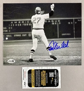 RED SOX CARLTON FISK AUTOGRAPH 8x10 PHOTO 1975 WORLD SERIES HR JSA CH47004 - Picture 1 of 1