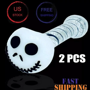 4.5 Inch Tobacco Glass Pipe Cool Skull Smoking Pipe Swirl Stripe Smoking Bowl US - Picture 1 of 10