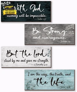 4 Pieces Motivational Religious Decor for Home Bible Verses Wall Decor Inspirati - Picture 1 of 7