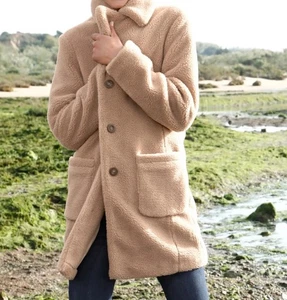 DRESS IN Chaqueta de piel tejida en forma de moda Beige 44 - Imagen 1 de 4