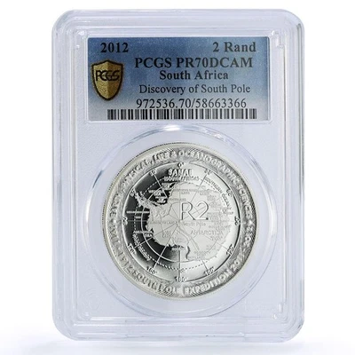 South Africa 2 rand Discovery South Pole Antarctica PR 70 PCGS silver coin 2012 - Image 1 of 4