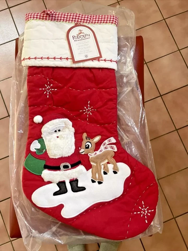Meia de Natal Pottery Barn Holiday Papai Noel Disney presente festa Rudolph criança vermelha - Imagem 1 de 3