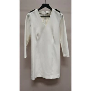 Burberry London Shift Dress Size 10 White Long Sleeve V Neck - Picture 1 of 9