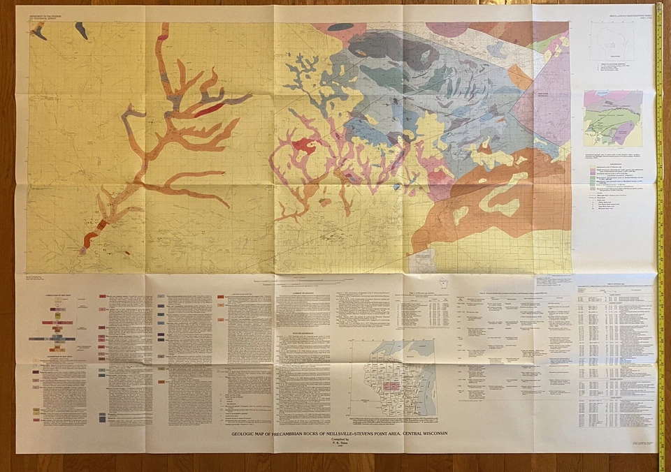 Винтажная геологическая карта района Стивенса Пойнт, Висконсин (1990) - Изображение 1 из 4