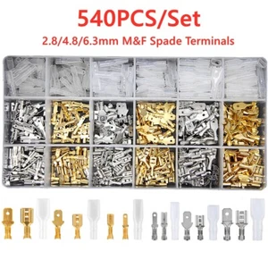 540PCS Mixed Male and Female Spade Crimp Terminal Connector Assorted Kit - Picture 1 of 12
