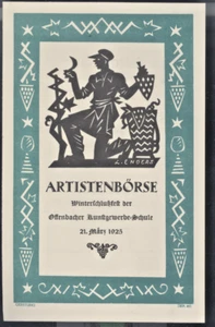 Artistenbörse 1925, Holzschnitt, L. Enders, Offenbacher Kunstgewerbeschule, Fest - Bild 1 von 1