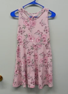 Girls size 10/12 Knit Dress Pink Butterfly Flowers - Picture 1 of 3