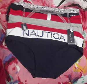 5 NEW NAUTICA NT8101 5PKN FLAT WAISTBANDS/LEGS COTTON HIPSTER PANTIES L - Picture 1 of 2