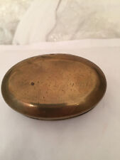 ANTIQUE Early Dutch Engraved stenciling Oval BRASS Tobacco SNUFF BOX Tin 