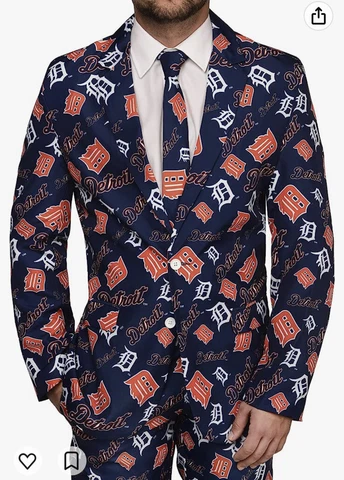 FOCO MLB Detroit Tigers Repeat Logo Suit - Jacket,Pants, Tie XL NWT Baseball Cover