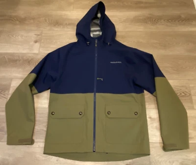 Chaqueta de lluvia Vineyard Vines para hombre talla pequeña cremallera completa con capucha azul y verde Foto 1 de 4