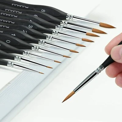 Kolinsky Sable Paint Brush Set Professional 10 Sizes Miniature Detailing Art - Image 1 of 4