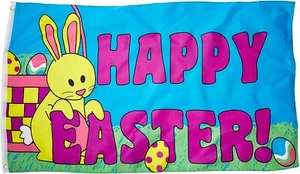 3x5 Happy Easter Flag Spring Holiday Banner Party Bunny Rabbit Pennant Outdoor - Picture 1 of 3