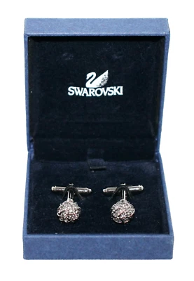 SWAROVSKI Round Crystal Cufllinks Silver Tone Base Bullet Back 1805429 - Image 1 of 4