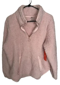 Adrienne Vittadini Sport Pink Sherpa Womens Pullover Sweater Size XL - Picture 1 of 5