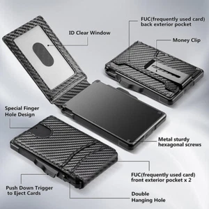 Men's Slim Pop Up Bifold Wallet with Money Clip, Minimalist Wallet RDIF Blocking - Picture 1 of 6