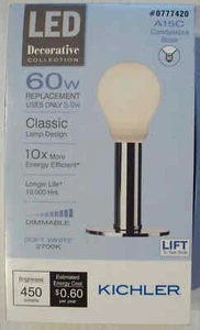 Kichler LED 60W/5W A15C Candelabra Base-Soft White 2700K-Dimmable-513746-Save 2+ - Picture 1 of 1