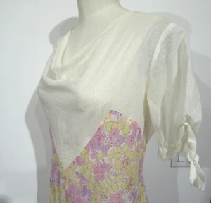 ANTIKES VINTAGE KLEID 20ER JAHRE SCHRÄGSCHNITT ART DECO BLUMENDRUCK MIT GROSCHEN VON 1924! GROSSE 6 - Bild 1 von 19