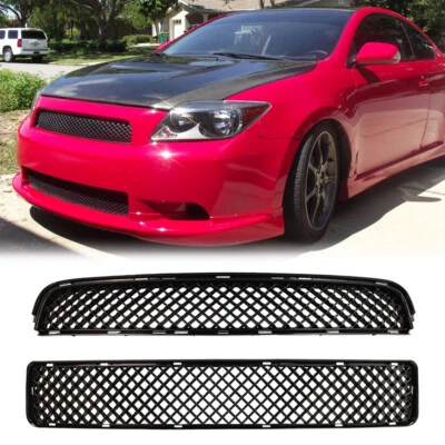 Front Upper & Lower Hood Grille Black 2pcs For 2005-2010 Scion TC 53101-21110 - Image 1 of 4