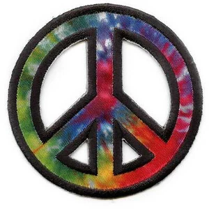 Tie Dye Peace Sign Embroidered Applique Iron On Patch - Picture 1 of 2
