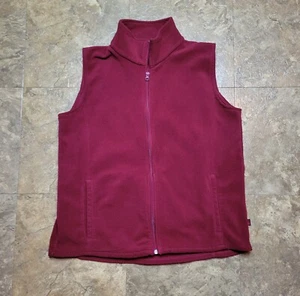 Woolrich Fleece Vest Womens Large L Ruby Red Full Zip Mock Neck Outdoor  - Picture 1 of 12