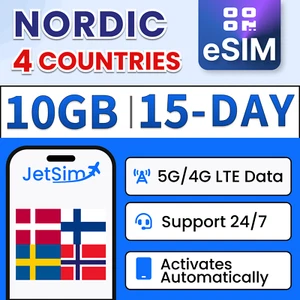 Nordic eSIM - 10GB High-Speed, 15-dniowa karta Telenor / Travel SIM - Zdjęcie 1 z 7