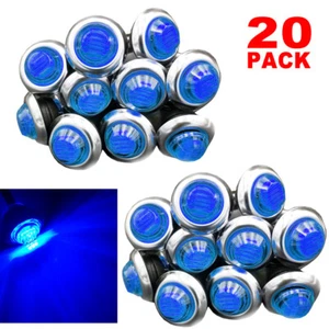 20X 3/4" Round Blue LED Side Marker Light With Stailness Base for Truck Trailer - Picture 1 of 12