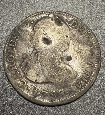 Moneda Colonial Año Transición 2 Reales México 1789 Mo Moneda Licitación Legal EE. UU. Foto 1 de 4