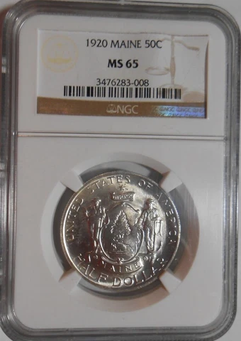 1920   MAINE COMMEMORATIVE HALF DOLLAR BRILLIANT UNCIRCULATED GEM COIN Cover