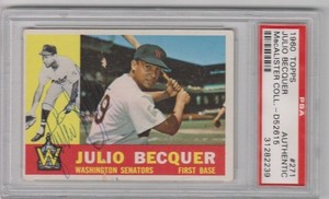1960 Topps SIGNED Set Break JULIO BECQUER Senators Card #271 PSA/DNA