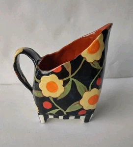 NANCY GARDNER Pottery 4.5" Creamer Pitcher w/ Flower Motif - Picture 1 of 8