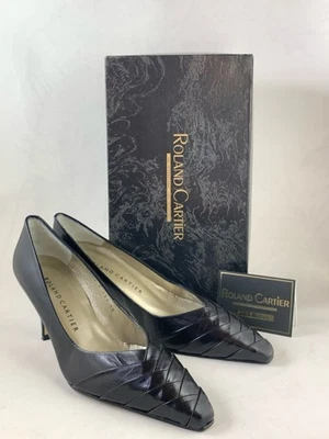 Roland Cartier Vintage 1980 Zapato de Corte Tacón Medio Cuero Negro Caja Cuidado Tarjeta Reino Unido 5 Foto 1 de 4
