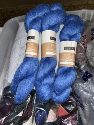 Lote de 3 hilos de peso de encaje KIDLIN de Louet, Colorway 1572 'azul español' Foto 1 de 2