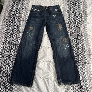 Vintage Y2K Rocawear Boys Jeans size 14 29 Waist Straight Leg Denim Embroidered - Picture 1 of 14