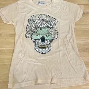 New The Used Juniors Skull Mask Graphic Tissue Babydoll Tee Size Small - Picture 1 of 3