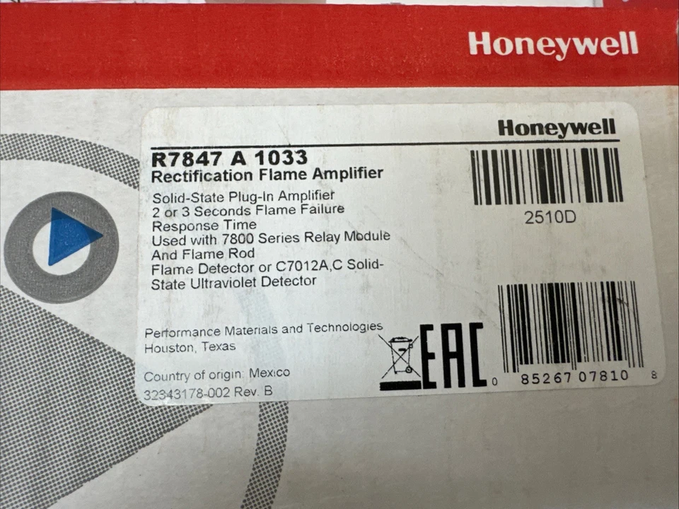 Honeywell R7847A1033 Rectification Flame Amplifier Brand New - Image 1 of 1
