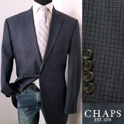 Chaps Men Blazer 42R Blue Gray Check Sport Coat Jacket - Image 1 of 4