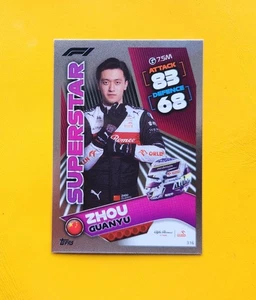 2022 Formula 1 Topps Turbo Attax Zhou Guanyu #316 Superstar F1 Portrait Foil - Picture 1 of 2