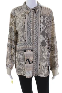 Renuar Womens Printed Collar Long Sleeve Button Down Shirt Cashew Combo Size L - Picture 1 of 7