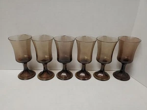 Set Of 6 Fostoria “Misty Brown” Wine Glasses 5 3/4” - Picture 1 of 7