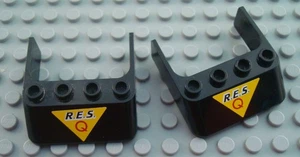 LEGO Lot of 2 Black 4x4x1 Res Q Sticker Decorated Windscreens - Picture 1 of 1