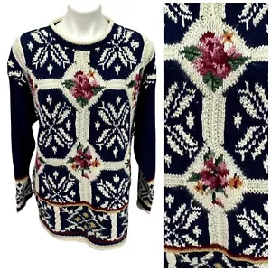 Suéter Cristal Kobe Mujer Grande Casa Núcleo Azul Floral Imperfecto De Colección - Imagen 1 de 14