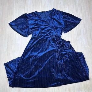 Simplee Plus V-Neck Wrap Short Sleeve Ribbed Velvet Elegant Party Maxi Dress 2XL - Picture 1 of 14