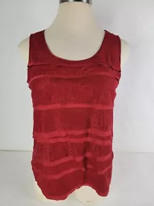 Top camicia donna rosso senza maniche in pizzo a strati Chicos taglia 2 - Foto 1 di 10