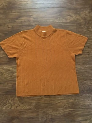 Top tejido manga corta acrílico grande Norton McNaughton vintage cuello falso naranja Foto 1 de 4