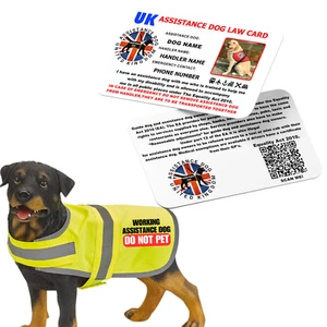 UK Assistenz Hund Weste und personalisiertes Gesetz Kartenset - optionale Etiketten, Schlüsselband - Bild 1 von 9